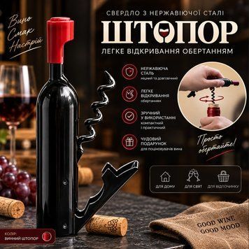 Складаний штопор у вигляді пляшки &mdash; Креативна металева відкривачка для винних пляшок із нержавіючої сталі 225533 фото