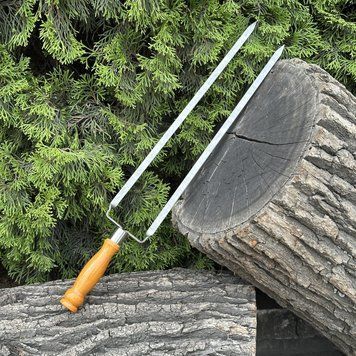 Подвійний шампур Mzavod з дерев'яною ручкою 630х12х3мм світлий 1644208134 фото