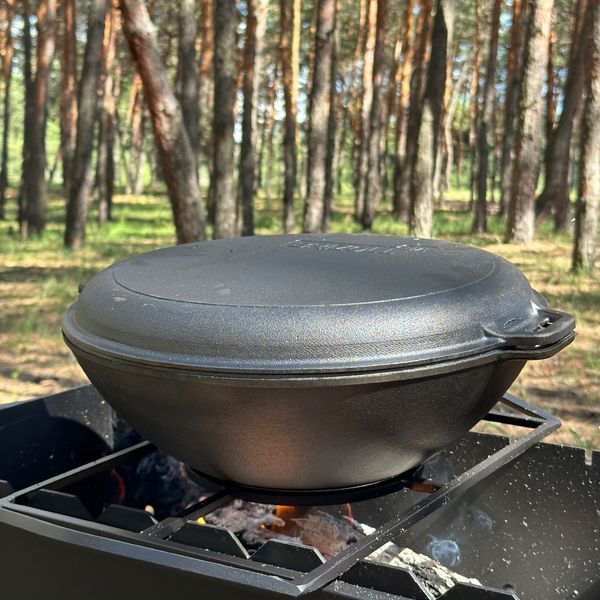 Сковорода WOK-08КС чавунна з кришкою-сковородою гриль 8л 2325269289 фото