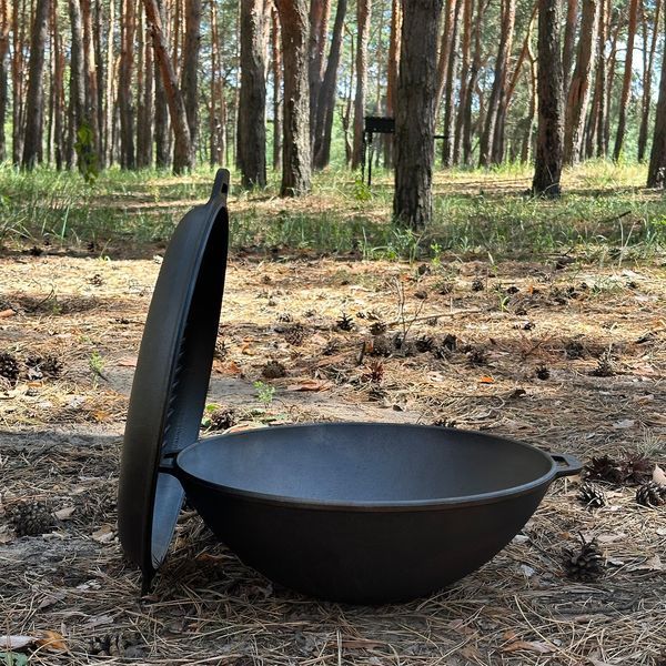 Сковорода WOK-08КС чавунна з кришкою-сковородою гриль 8л 2325269289 фото