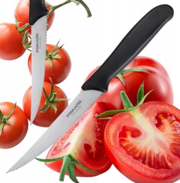 Ніж для помідорів Fiskars Essential 11 см (зубчастий кухонний ніж для томатів та овочів) 487555 фото